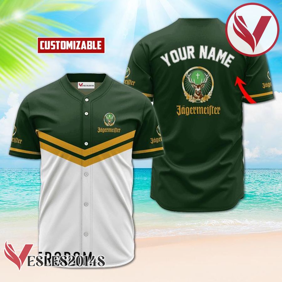 Personalized Jagermeister Green And White Baseball Jersey, Perfect Gifts For Fans - Vesles2014S