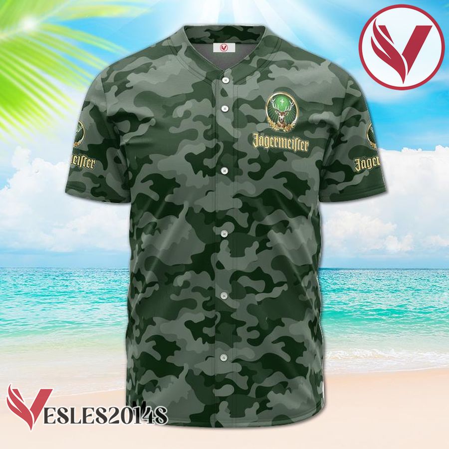 Personalized Jagermeister Green Camouflage Baseball Jersey, Perfect Gifts For Fans - Vesles2014S 2