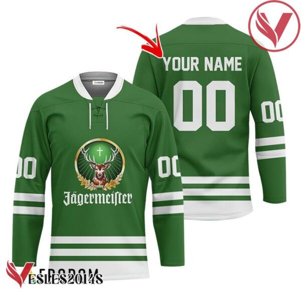Personalized Jagermeister Green Retro Hockey Jersey - Vesles2014S
