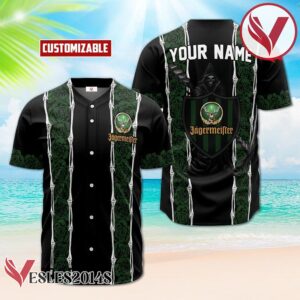 Personalized Jagermeister Green Skeleton Rose Baseball Jersey, Perfect Gifts For Fans - Vesles2014S