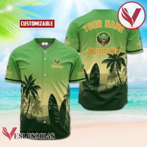 Personalized Jagermeister Palm Tree Surfboard Baseball Jersey, Perfect Gifts For Fans - Vesles2014S