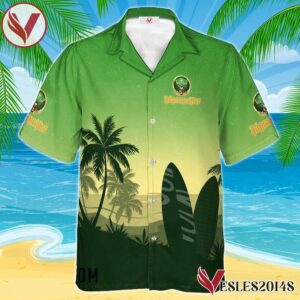 Personalized Jagermeister Palm Tree Surfboard Hawaiian Shirt, Best Summer Gifts For Fans - Vesles2014S 1
