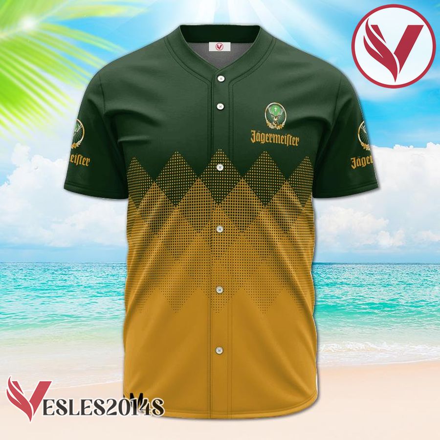 Personalized Jagermeister Yellow And Green Halftone Baseball Jersey, Perfect Gifts For Fans - Vesles2014S 2