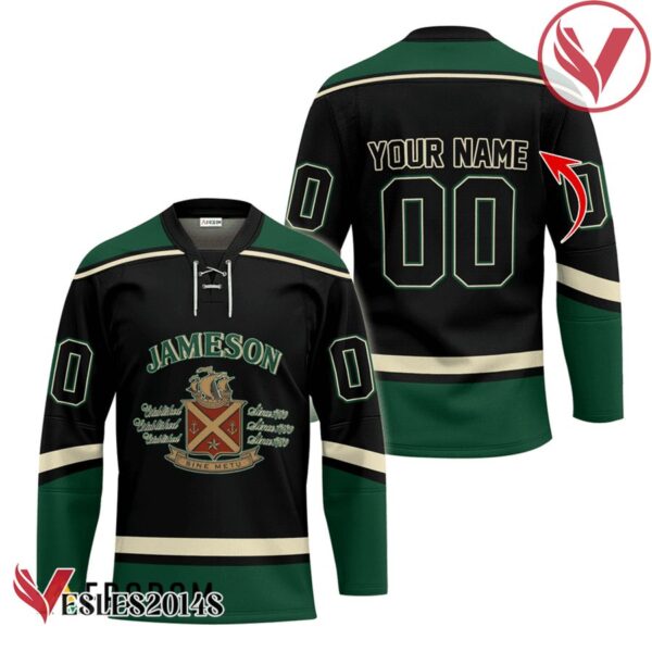 Personalized Jameson Black And Green Hockey Jersey - Vesles2014S