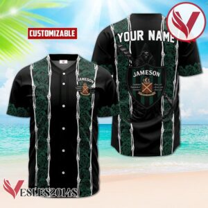 Personalized Jameson Green Skeleton Rose Baseball Jersey, Perfect Gifts For Fans - Vesles2014S