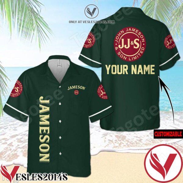 Personalized Jameson Irish Whiskey Dark Green Hawaiian Shirt And Short, Unique Gifts For Friends - Vesles2014S 1