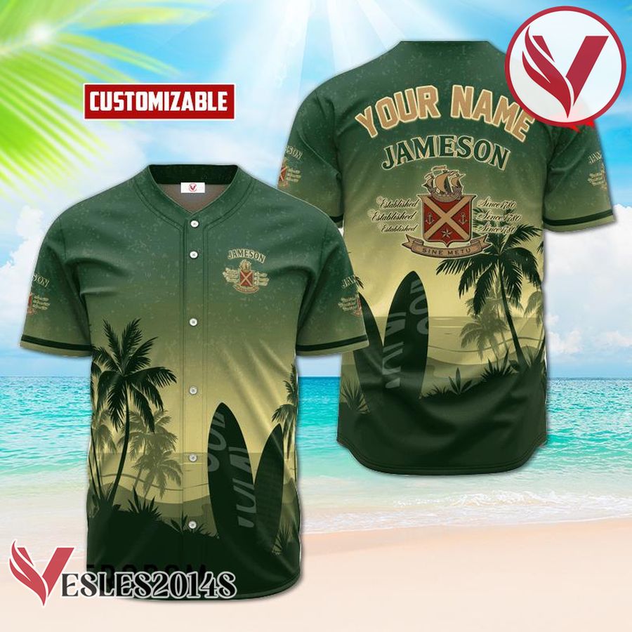 Personalized Jameson Palm Tree Surfboard Baseball Jersey, Perfect Gifts For Fans - Vesles2014S