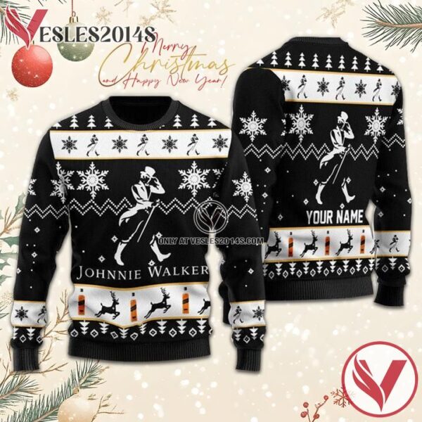 Personalized Johnnie Walker Christmas Ugly Sweater, Unique Winter Outfits For Fans - Vesles2014S  1