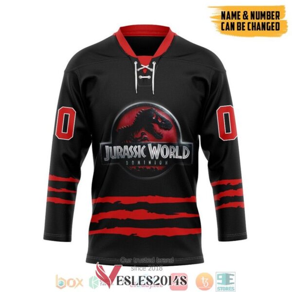 Personalized Jurassic World Red Hockey Jersey Shirt, Trending Gifts For Fans - Vesles2014s 1