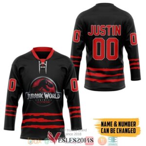 Personalized Jurassic World Red Hockey Jersey Shirt, Trending Gifts For Fans - Vesles2014s