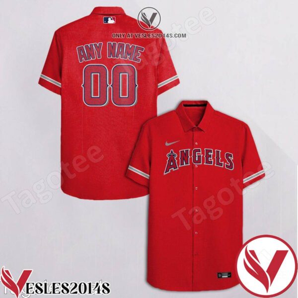 Personalized Los Angeles Angels Red Hawaiian Shirt And Short, Unique Gifts For Friends - Vesles2014S 1