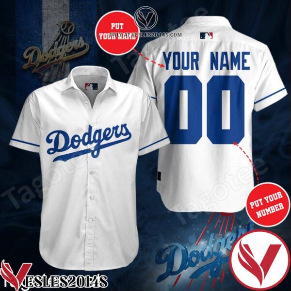 Personalized Los Angeles Dodgers Baseball Team White Hawaiian Shirt And Short, Unique Gifts For Friends - Vesles2014S 1