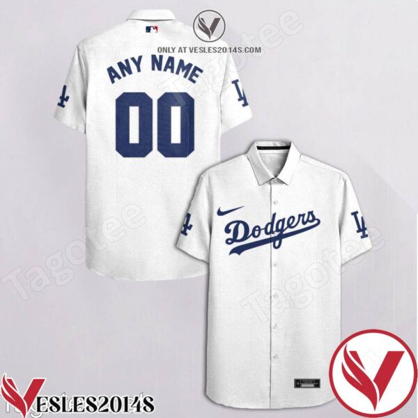 Personalized Los Angeles Dodgers White Hawaiian Shirt And Short, Unique Gifts For Friends - Vesles2014S 1