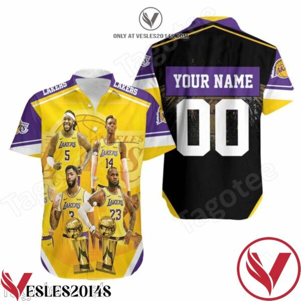 Personalized Los Angeles Lakers Four Great Players Hawaiian Shirt, Unique Gifts For Friends - Vesles2014S 1