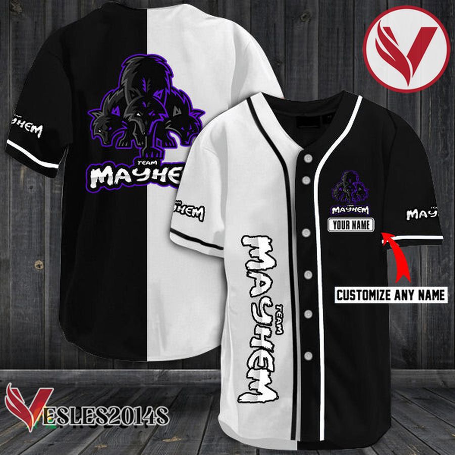 Personalized Mayhem Team Baseball Jersey, Perfect Gifts For Fans - Vesles2014S