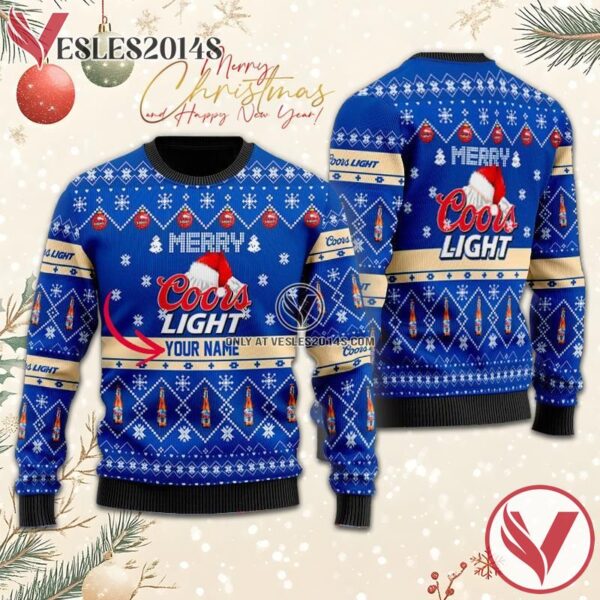 Personalized Merry Coors Light Christmas Ugly Sweater, Unique Winter Outfits For Fans - Vesles2014S  1