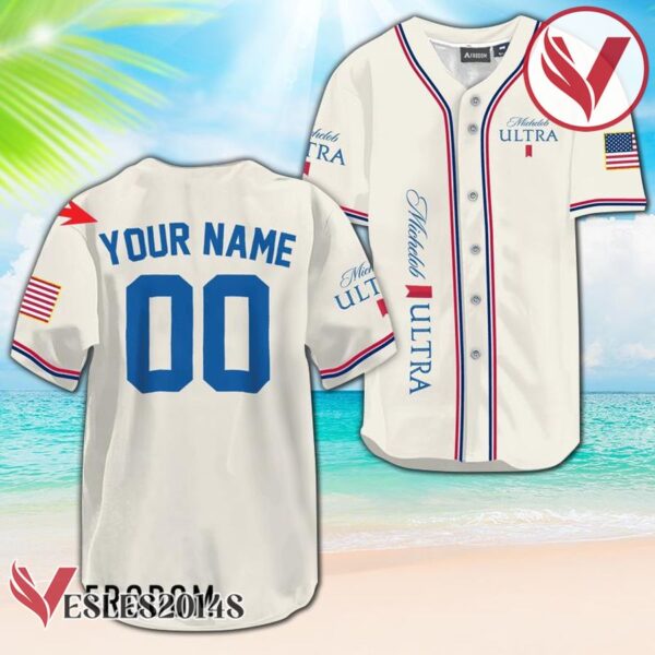 Personalized Michelob ULTRA Basic American Flag Baseball Jersey, Perfect Gifts For Fans - Vesles2014S
