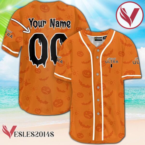 Personalized Michelob ULTRA Halloween Patterns Baseball Jersey, Perfect Gifts For Fans - Vesles2014S