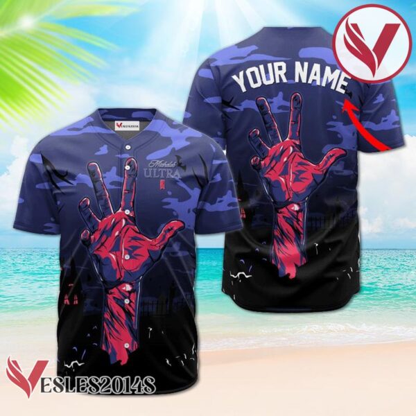 Personalized Michelob ULTRA Halloween Zombie's Hand Baseball Jersey, Perfect Gifts For Fans - Vesles2014S