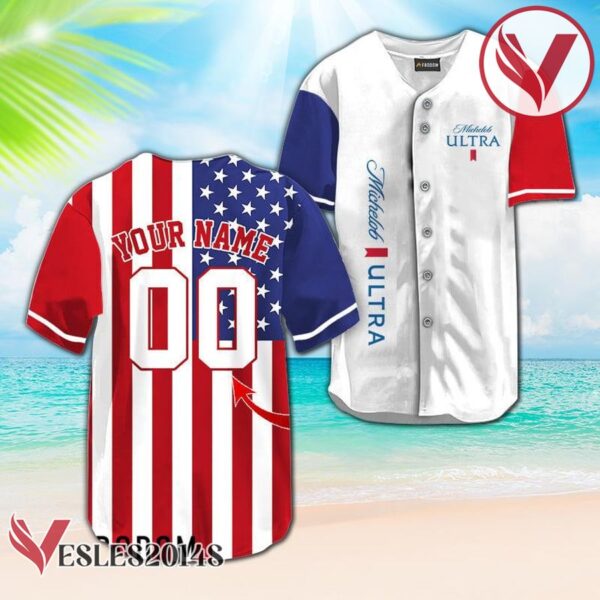 Personalized Michelob ULTRA USA Flag Fourth Of July Baseball Jersey, Perfect Gifts For Fans - Vesles2014S