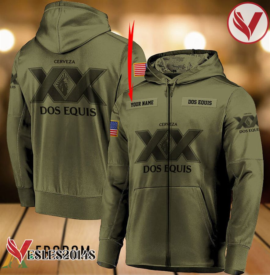 Personalized Military Green Dos Equis Hoodie & Zip Hoodie - Vesles2014S 1