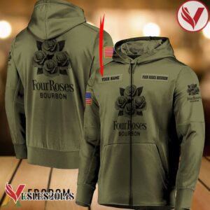 Personalized Military Green Four Roses Whiskey Hoodie & Zip Hoodie - Vesles2014S 1