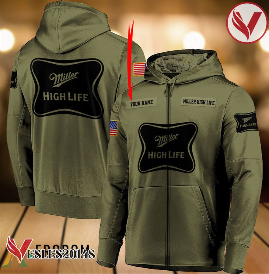 Personalized Military Green Miller High Life Hoodie & Zip Hoodie - Vesles2014S 1
