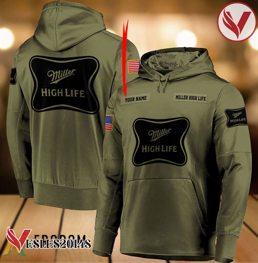 Personalized Military Green Miller High Life Hoodie & Zip Hoodie - Vesles2014S