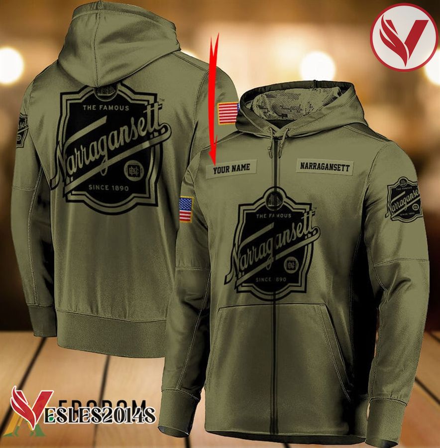 Personalized Military Green Narragansett Beer Hoodie & Zip Hoodie - Vesles2014S 1