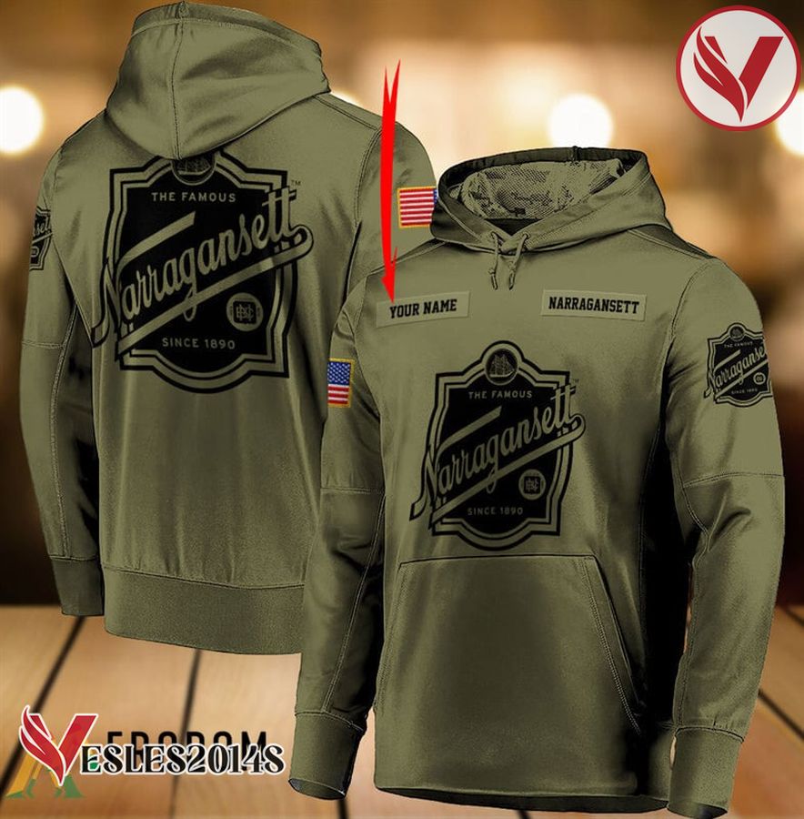Personalized Military Green Narragansett Beer Hoodie & Zip Hoodie - Vesles2014S