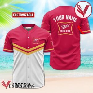 Personalized Miller High Life Pink And White Baseball Jersey, Perfect Gifts For Fans - Vesles2014S