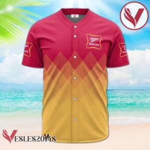 Personalized Miller High Life Yellow And Pink Halftone Baseball Jersey, Perfect Gifts For Fans - Vesles2014S 2