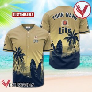 Personalized Miller Lite Palm Tree Surfboard Baseball Jersey, Perfect Gifts For Fans - Vesles2014S