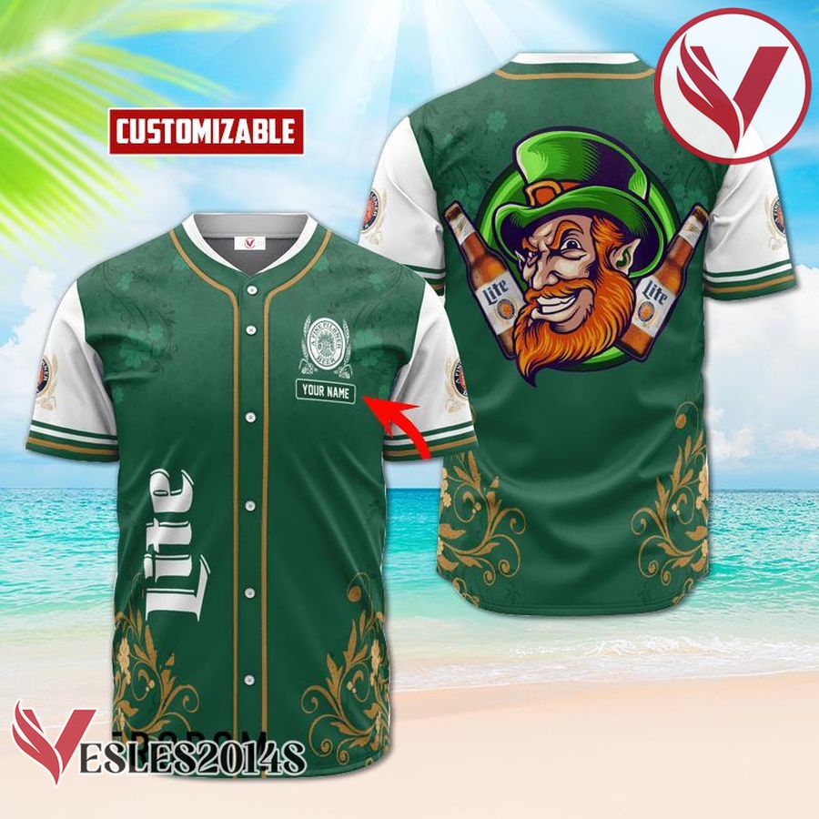 Personalized Miller Lite St. Patrick's Day Leprechaun Baseball Jersey, Perfect Gifts For Fans - Vesles2014S