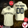 Personalized Milwaukee Brewers Light Yellow Hawaiian Shirt And Short, Unique Gifts For Friends - Vesles2014S 1