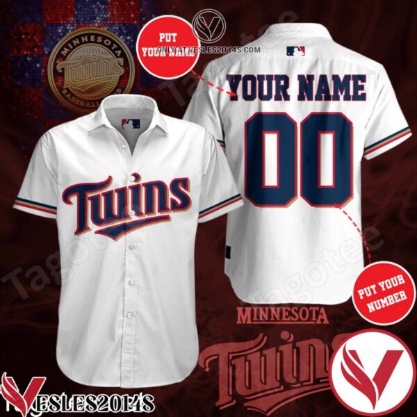 Personalized Minnesota Twins White Hawaiian Shirt And Short, Unique Gifts For Friends - Vesles2014S 1
