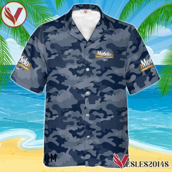 Personalized Modelo Negra Blue Camouflage Hawaiian Shirt, Best Summer Gifts For Fans - Vesles2014S 1