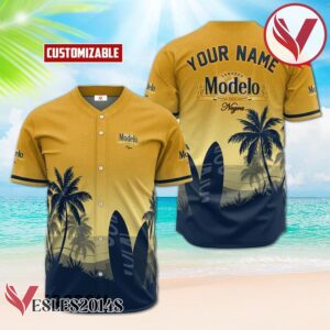 Personalized Modelo Negra Palm Tree Surfboard Baseball Jersey, Perfect Gifts For Fans - Vesles2014S