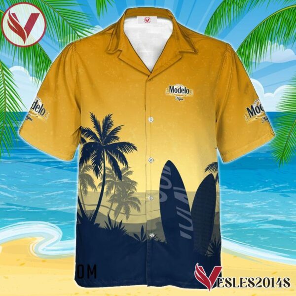Personalized Modelo Negra Palm Tree Surfboard Hawaiian Shirt, Best Summer Gifts For Fans - Vesles2014S 1