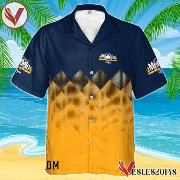 Personalized Modelo Negra Yellow And Blue Halftone Hawaiian Shirt, Best Summer Gifts For Fans - Vesles2014S 1
