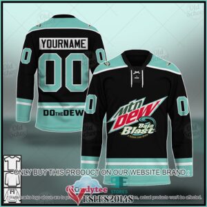 Personalized Mountain Dew Baja Blast Black Hockey Jersey, Trending Gifts For Fans - Vesles2014s