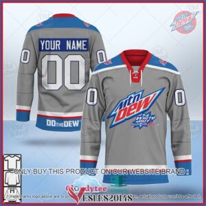 Personalized Mountain Dew White Out Grey Hockey Jersey, Trending Gifts For Fans - Vesles2014s