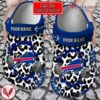 Personalized Name Logo Football Team Hands Ripping Through Leopard Style Clog Shoes, Unique Gift From  Vesles2014S