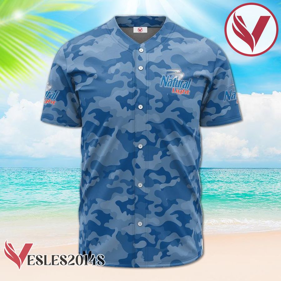 Personalized Natural Light Blue Camouflage Baseball Jersey, Perfect Gifts For Fans - Vesles2014S 2
