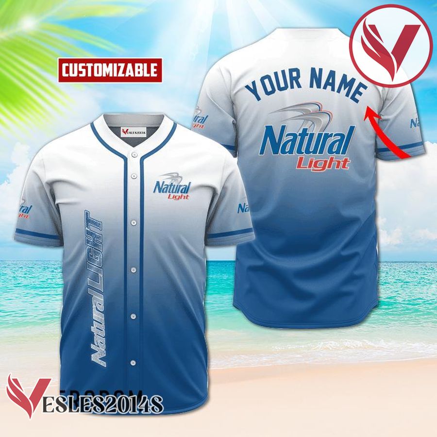 Personalized Natural Light Gradient Baseball Jersey, Perfect Gifts For Fans - Vesles2014S