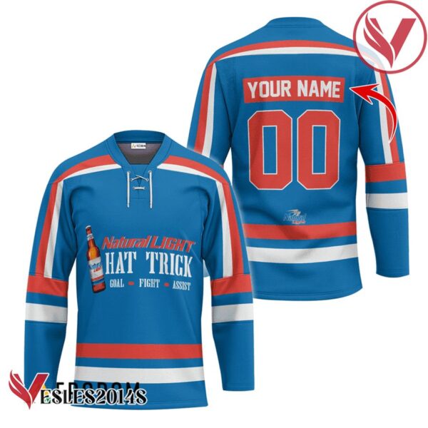 Personalized Natural Light Hat Trick Hockey Jersey - Vesles2014S