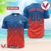 Personalized Natural Light Red And Blue Halftone Baseball Jersey, Perfect Gifts For Fans - Vesles2014S
