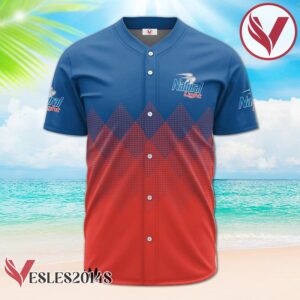 Personalized Natural Light Red And Blue Halftone Baseball Jersey, Perfect Gifts For Fans - Vesles2014S 2
