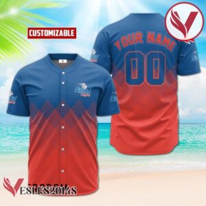 Personalized Natural Light Red And Blue Halftone Baseball Jersey, Perfect Gifts For Fans - Vesles2014S