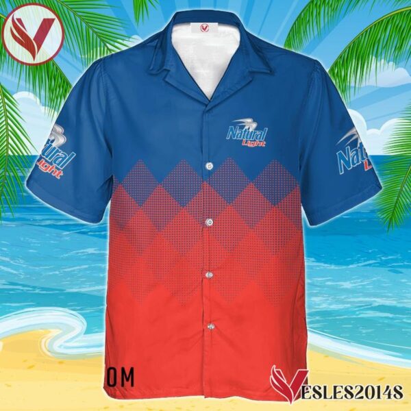 Personalized Natural Light Red And Blue Halftone Hawaiian Shirt, Best Summer Gifts For Fans - Vesles2014S 1